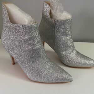 Allegra K Shimmering Silver Heeled Boots